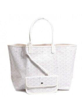 Goyardine Saint Louis PM White Shoulder Tote Bag & Pouch Wallet